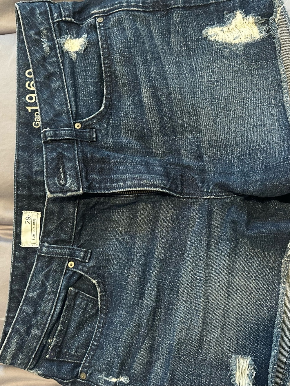 Gap 1969 Dark Blue Distressed Jean Shorts